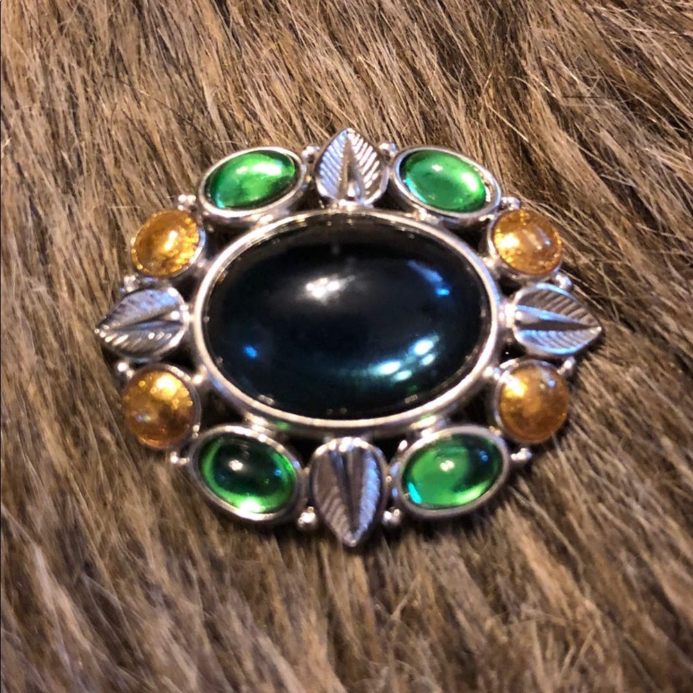 Vintage Liz Claiborne glass cabochon brooch pin
